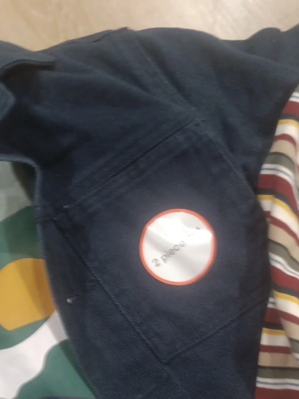 Boys Gymboree Navy Jacket with Burgundy & Cream Striped Bodysuit Bundle